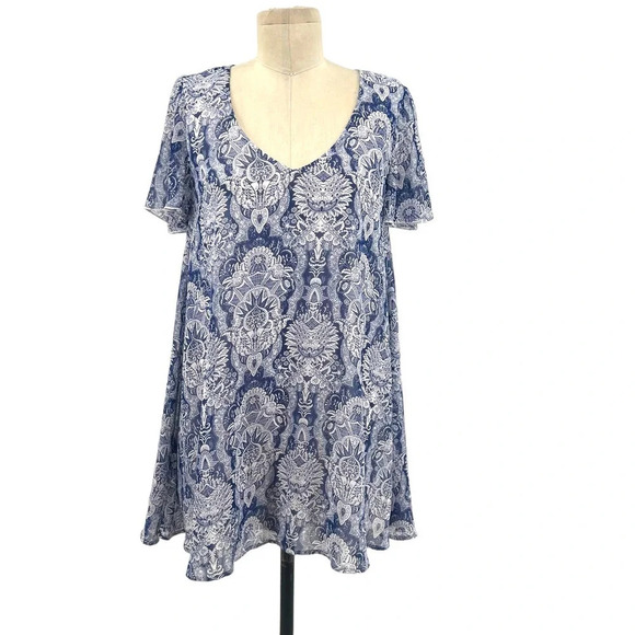 Show Me Your Mumu Kylie Babydoll Mini Dress‎ Teacup Blue White Size Small - Picture 2 of 10